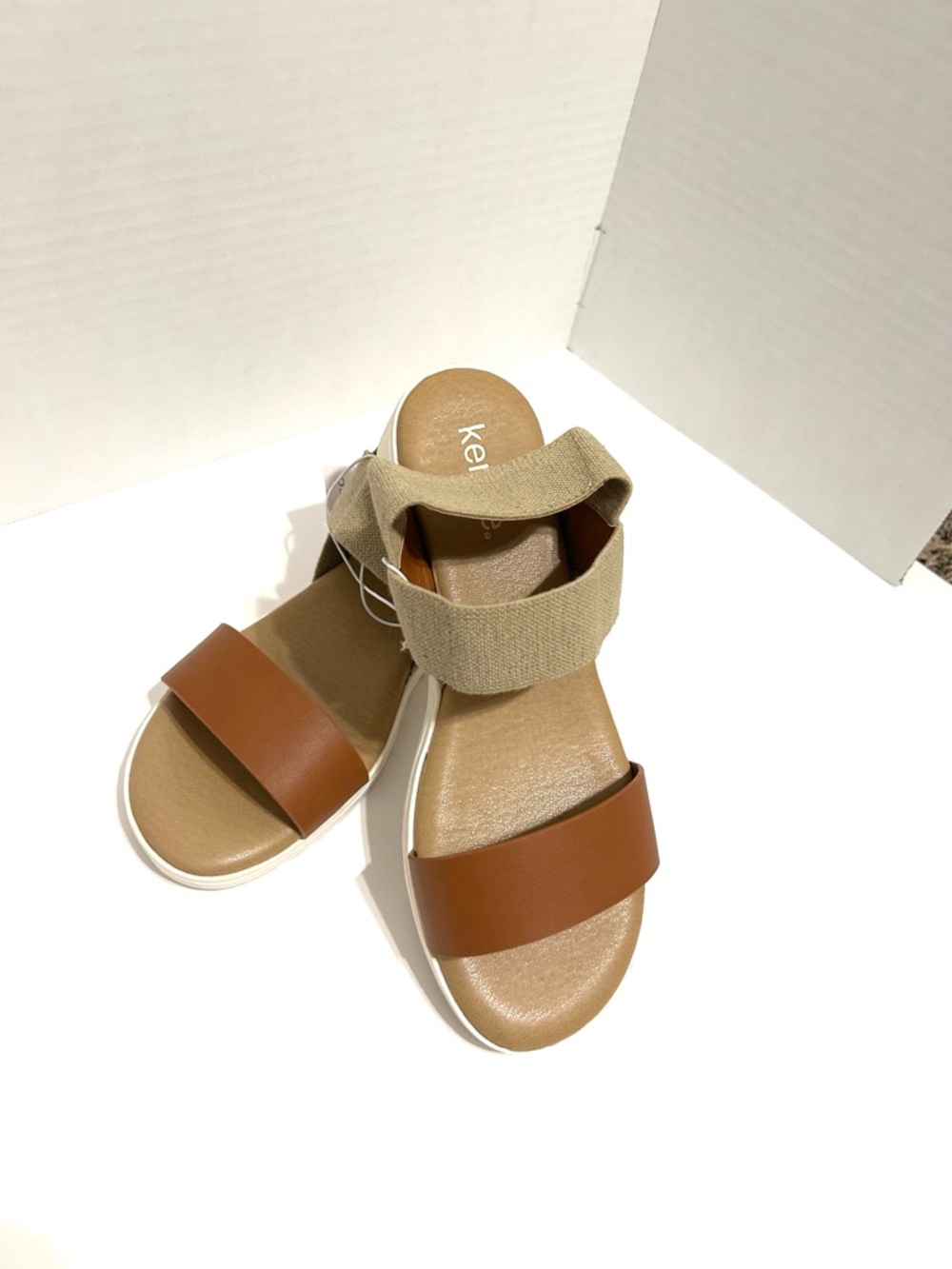Kensie Tan & Beige Double-Strap Slide Sandal